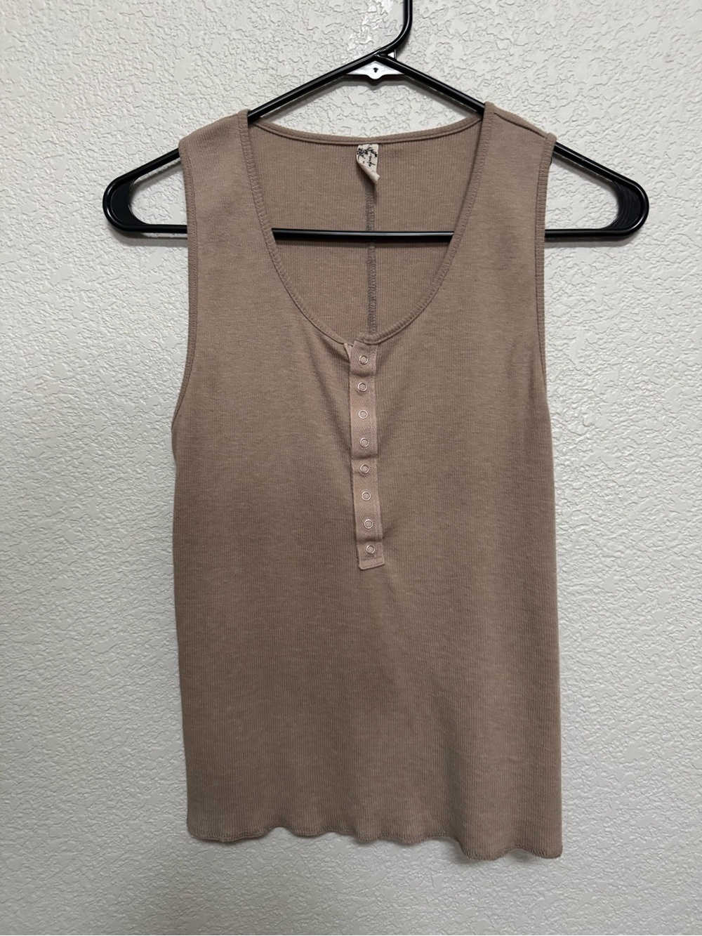 Free People Ribbed Henley Tank Tan Women’s S Fall Layering